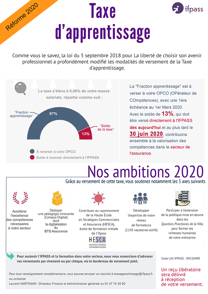 taxe apprentissage 2020