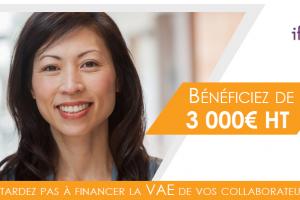 Vous avez jusqu’au 30 juin 2021* pour bénéficier d’une prise en charge à hauteur de 3 000€ HT par collaborateur, permettant le financement de leur VAE.